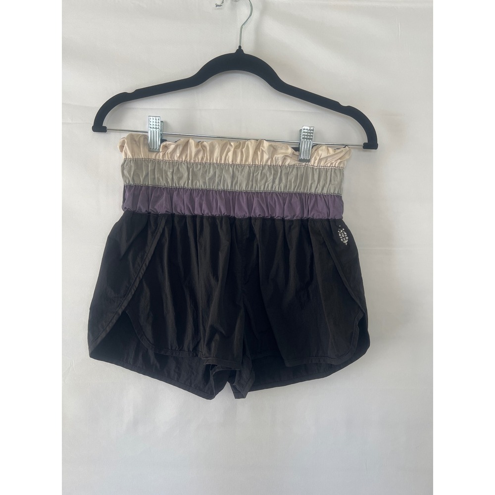 FP Movement by Free People The Way Home Shorts Black Multi Smocked Waist XS